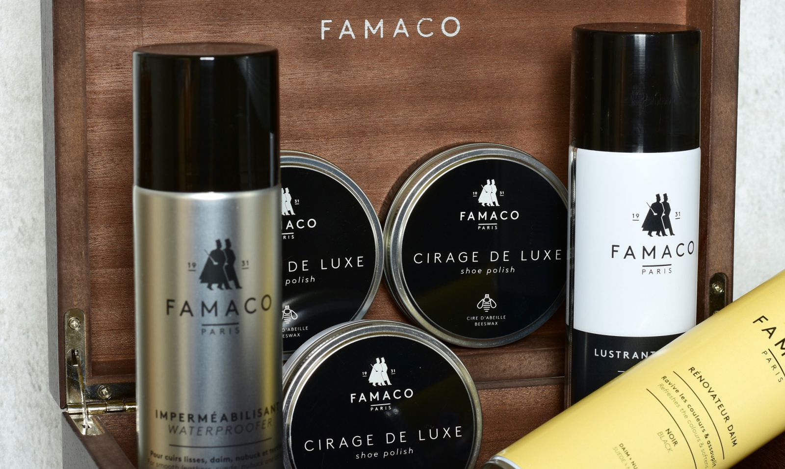 Complete Wooden Box for Renewing Leather and Suede Shoes - Famaco Paris Grand Cube