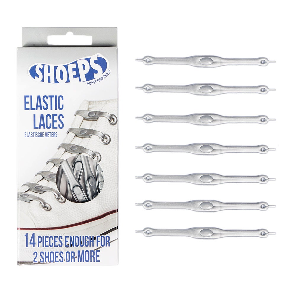 Elastic Silicone Shoelaces Silver - Never Untied Shoes Again