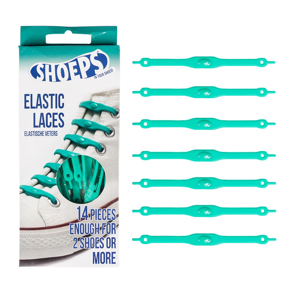 Aqua Green Silicone Elastic Shoelaces - No More Untied Shoes