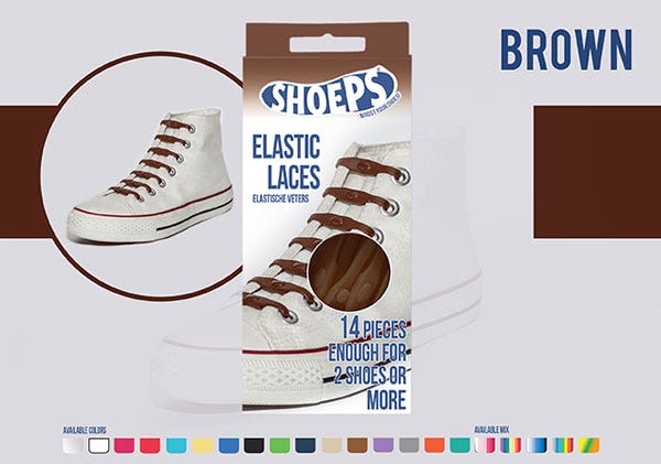 Brown Silicone Elastic Shoelaces - No More Untied Shoes