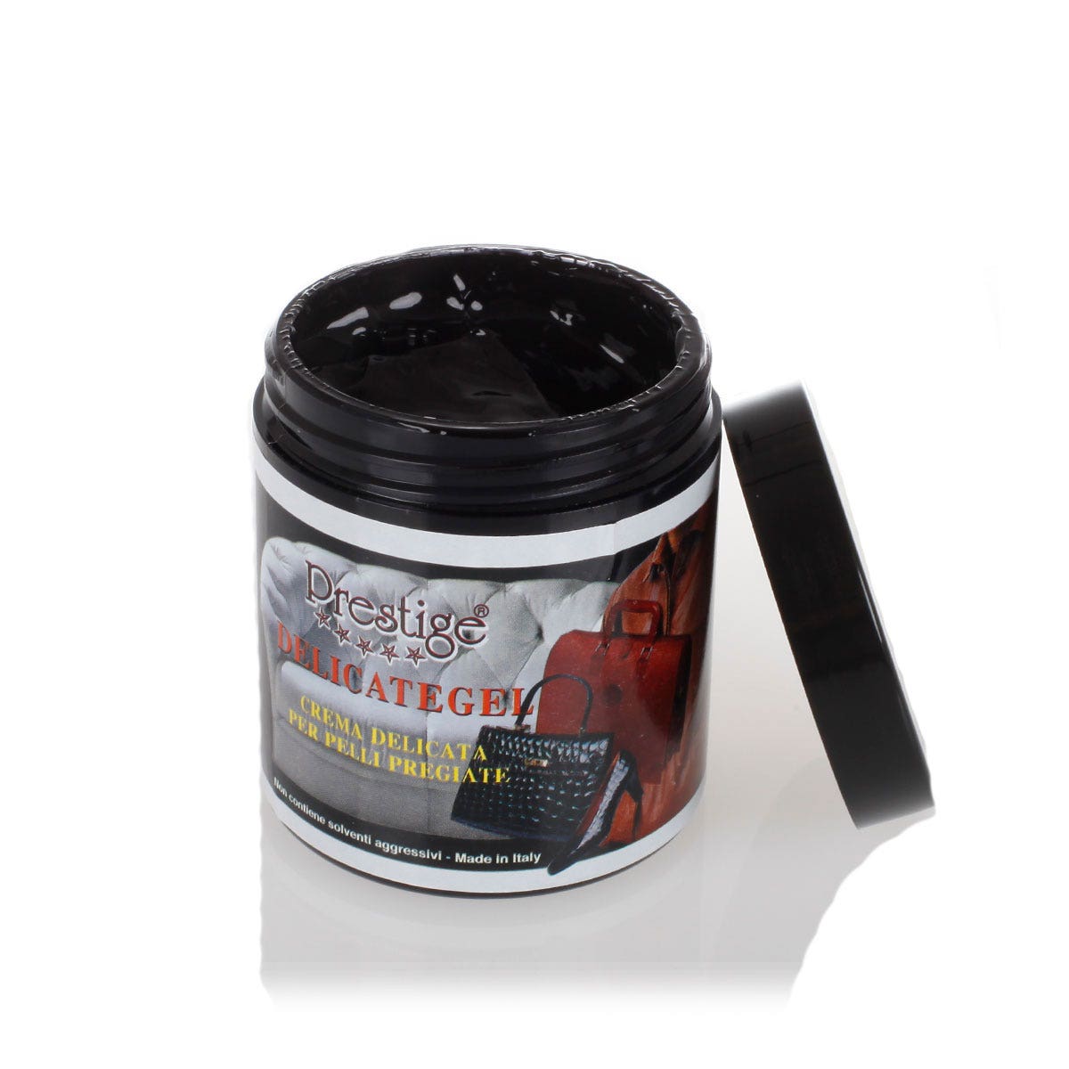 Lucido Prestige per Scarpe Borse Divani e Accessori in Pelle Neutro e Nero 250ml