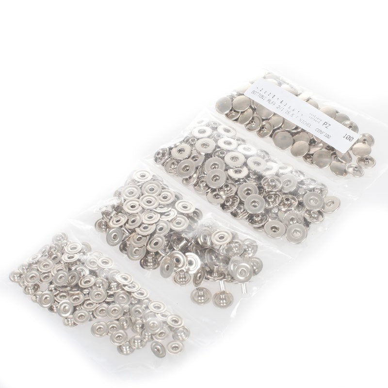 100 Universal Automatic Press Studs Silver Diameter 15mm