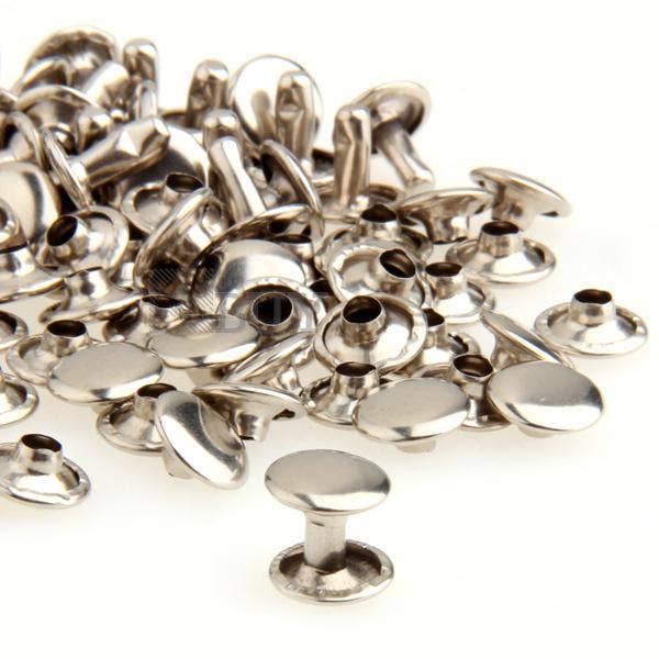 Rivets double head iron rivets 100 pieces silver head 7mm height 8.8mm art.033