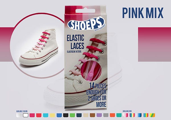 Elastic Silicone Shoelaces Mix Pink - Never Untied Shoes Again