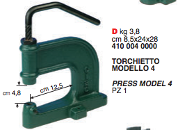Torchietto in Ferro n.4 Torchio per Montare Rivetti Bottoni a Pressione