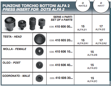 Press Punch for Mounting Snap Fasteners 17mm Complete
