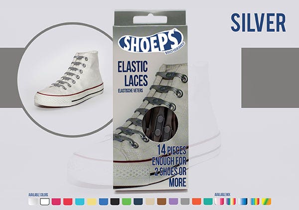 Elastic Silicone Shoelaces Silver - Never Untied Shoes Again
