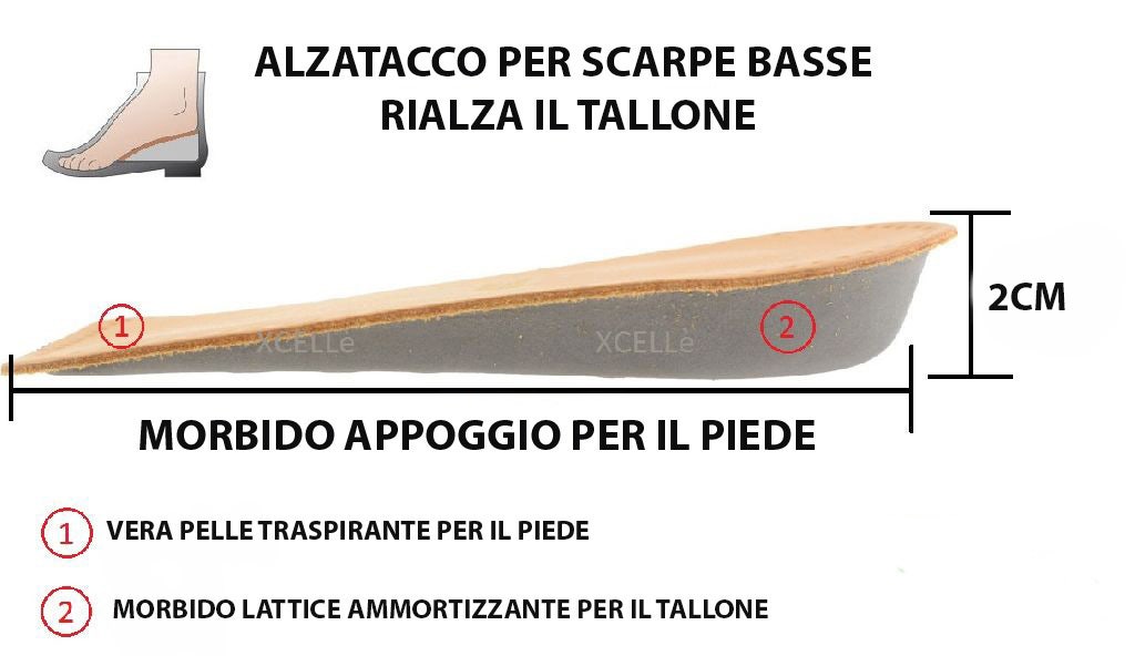 SOLETTA ALZATACCO RIGIDO IN SUGHERO E PELLE TALLONIERA DA 1CM A 3CM DI ALTEZZA E - Foto 9