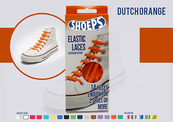 Lacci da Scarpe Elastici in Silicone Orange - Shoeps Elastic Laces