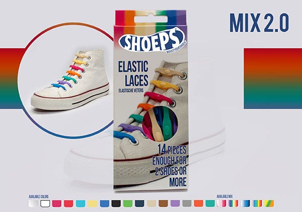 Lacci da Scarpe Elastici in Silicone Mix 2.0 - Shoeps Elastic Laces