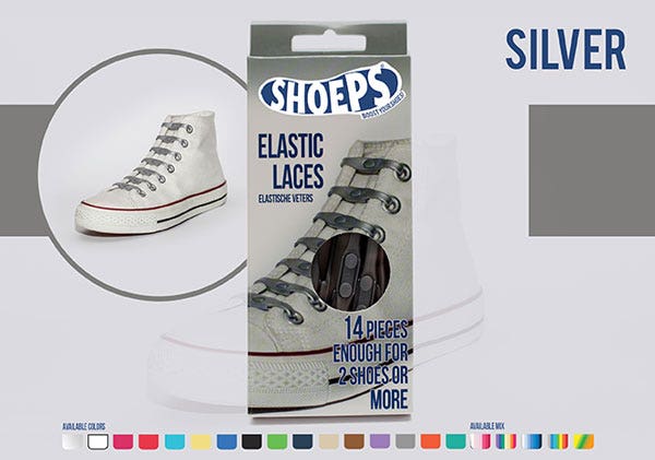 Lacci da Scarpe Elastici in Silicone Silver - Shoeps Elastic Laces